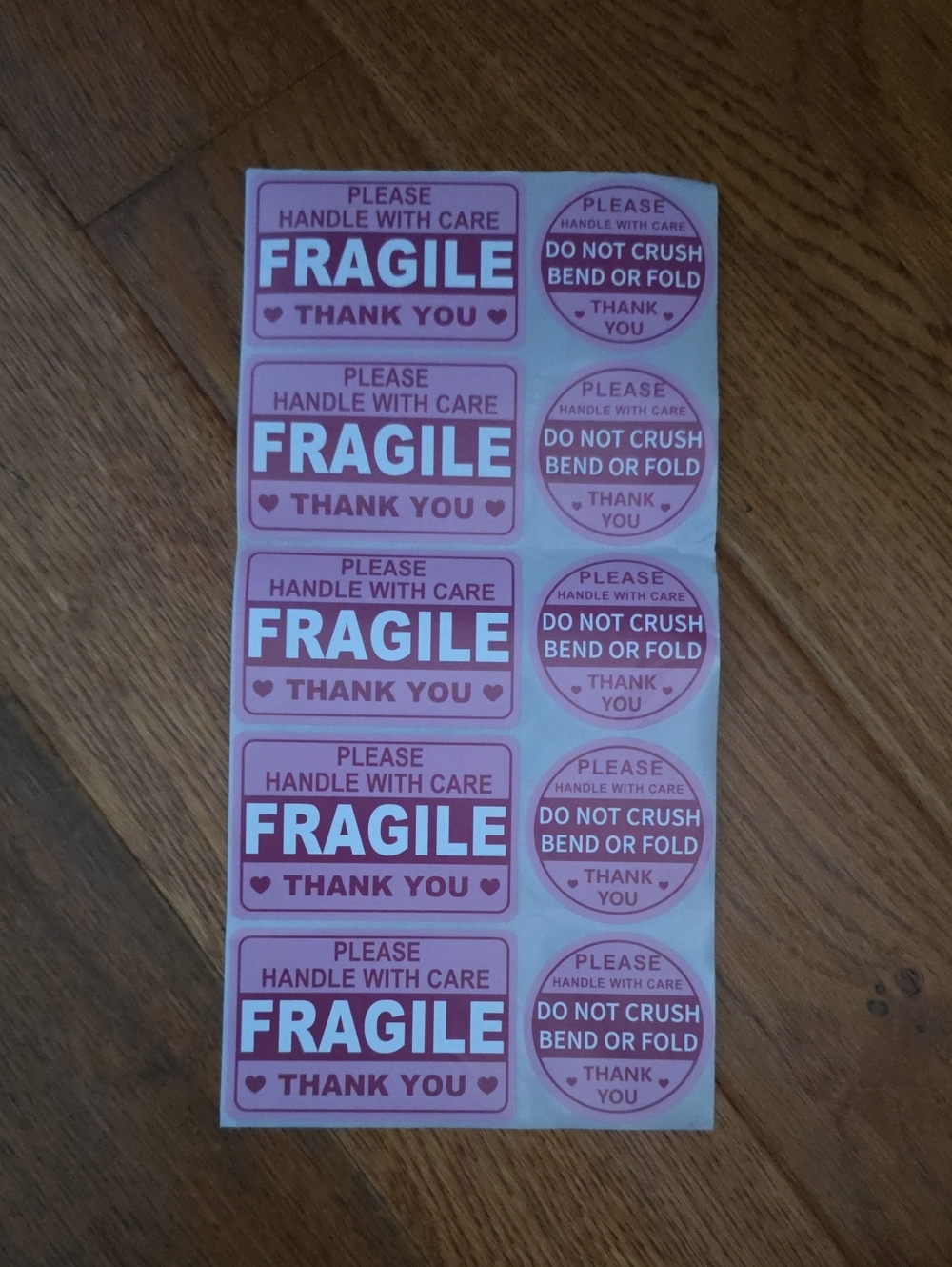 70 Large Fragile Stickers
